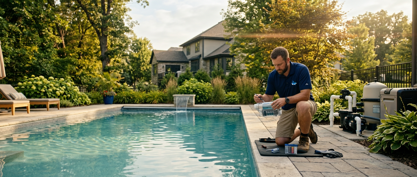 Saltwater pool startup in spring — Plymouth Minnesota