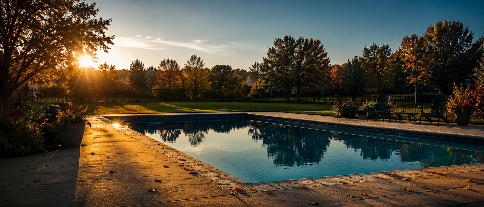 Backyard pool in Plymouth, Minnesota in early September